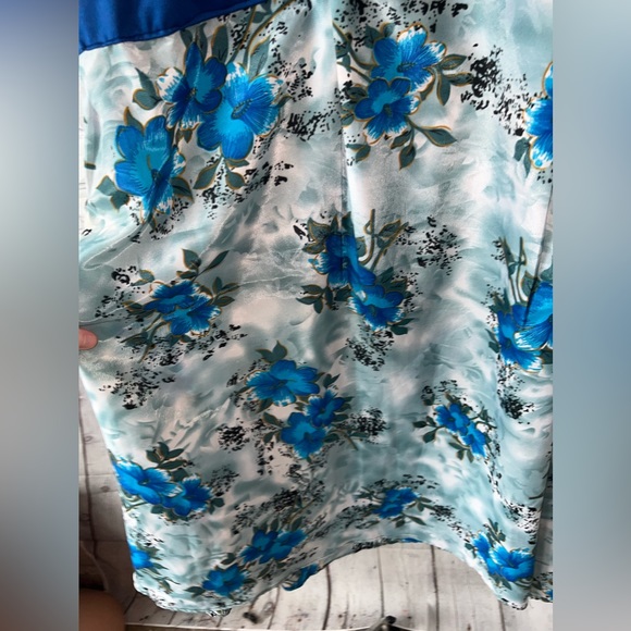 Floral Blue & Green Long Sleeveless Flower Dress size XL - Picture 12 of 15